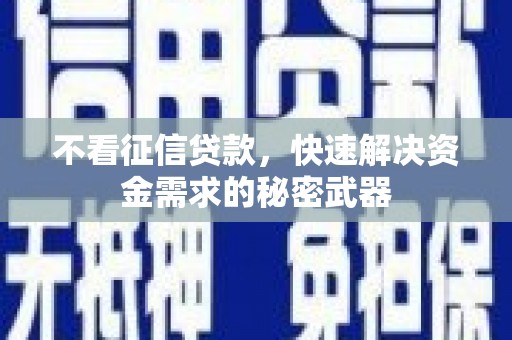 城区不看征信贷款，快速解决资金需求的秘密武器