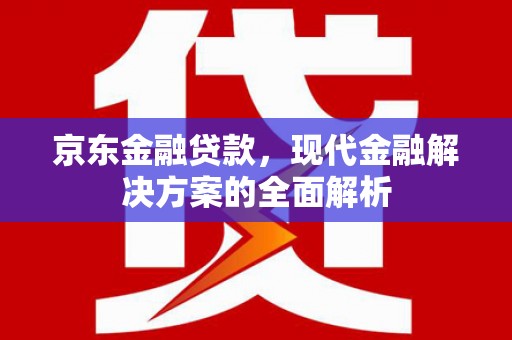 城区京东金融贷款，现代金融解决方案的全面解析
